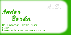 andor borka business card